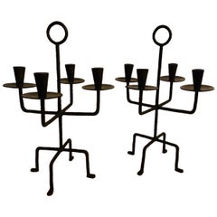 Vintage Midcentury Wrought Iron Candelabra 'pair'