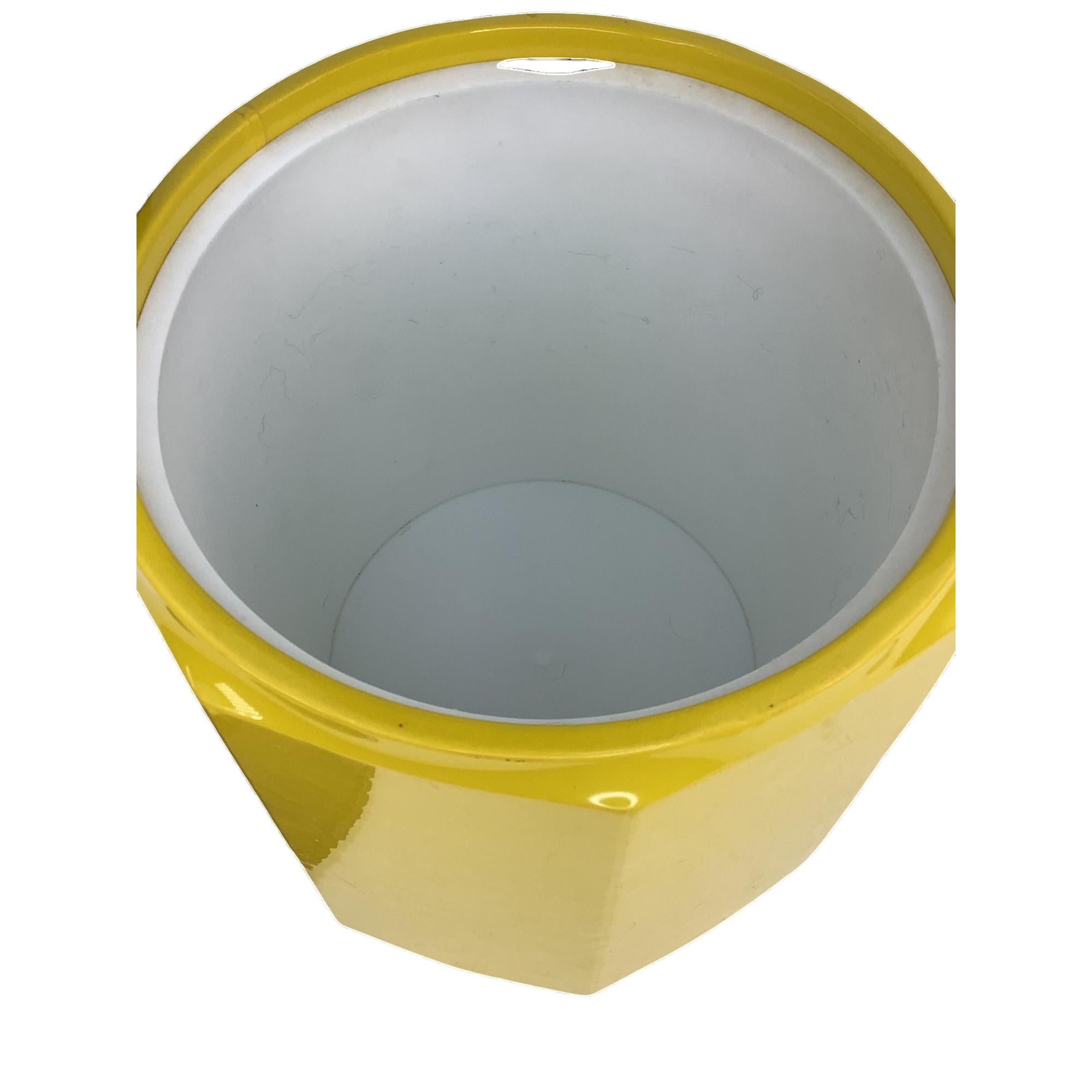 North American Vintage Mid Century Yellow and Black Vinyl Wrapped Ice Bucket For Sale