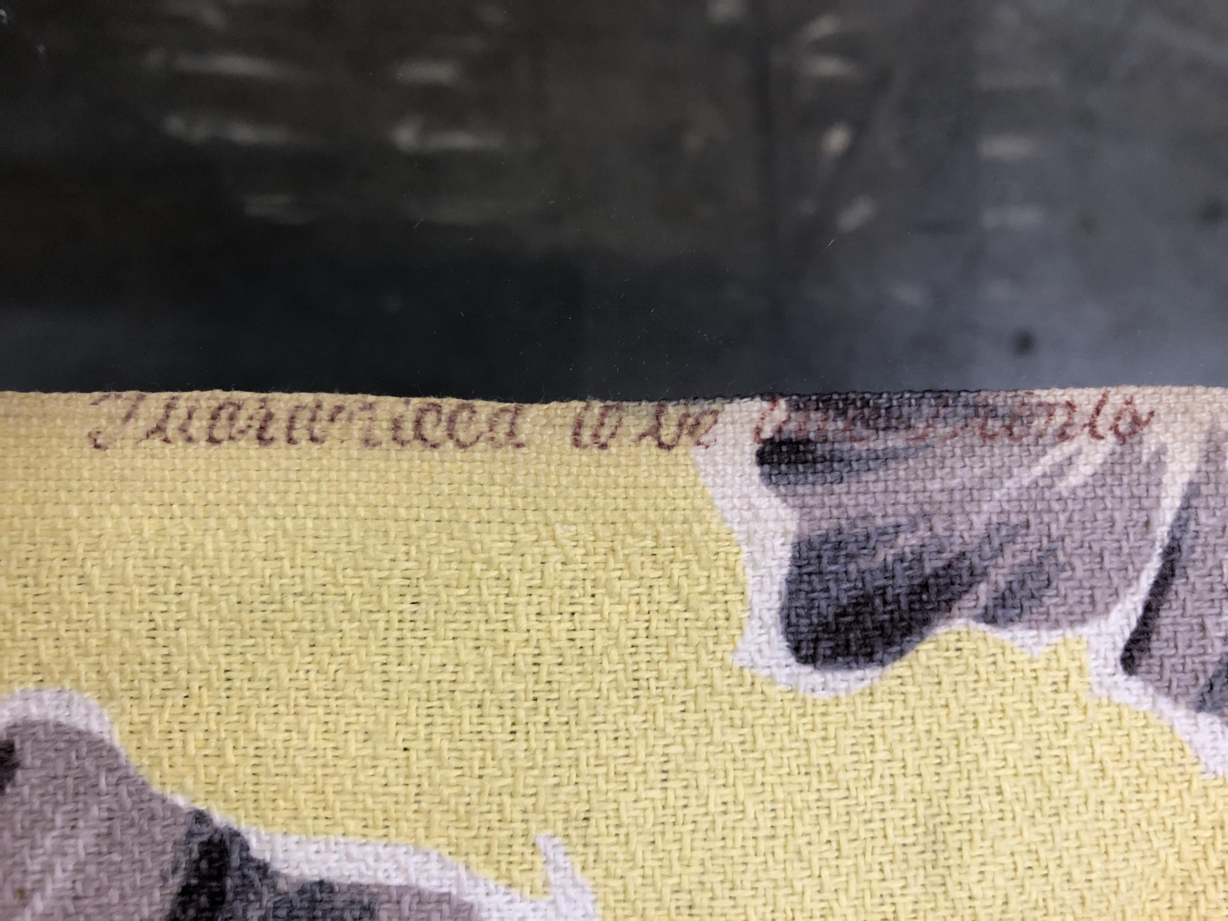 Mid-Century Modern Vintage Mid Century Yellow Barkcloth with Feather Print