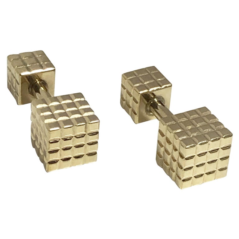 Boutons De Manchette Cube Or Et Argent Vintage Années 50-60 - Occasion