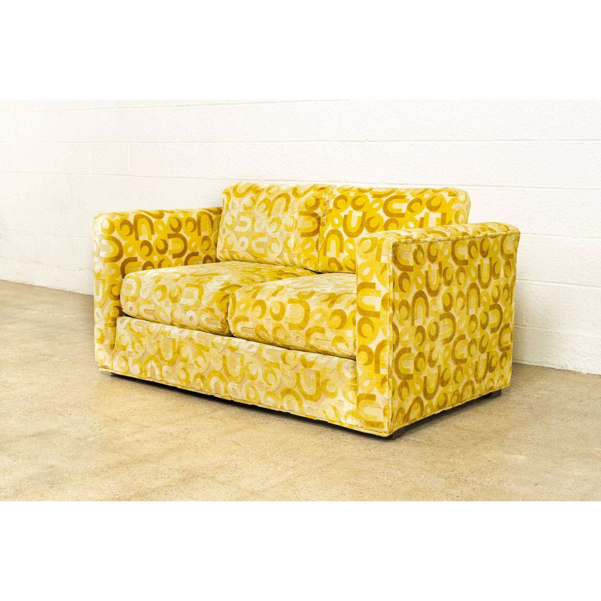 American Vintage Mid Century Yellow Loveseat Sofa by Sawyers, 1970s