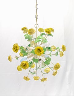 Vintage Midcentury Yellow Rose Sputnik Chandelier