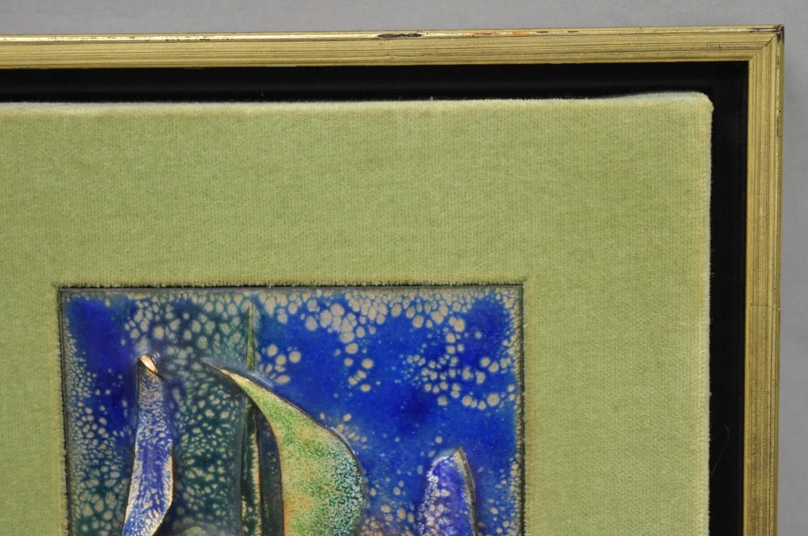 Vintage Mid Centuy Modern Enameled Copper Clipper Ship Art Painting by M. Rosen im Angebot 3