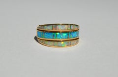 Vintage Midcentury 14 Karat Gold Australian Opal Inlay Flip Ring