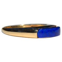 Vintage Midcentury 14 Karat Gold Lapis Lazuli East West Signet Ring