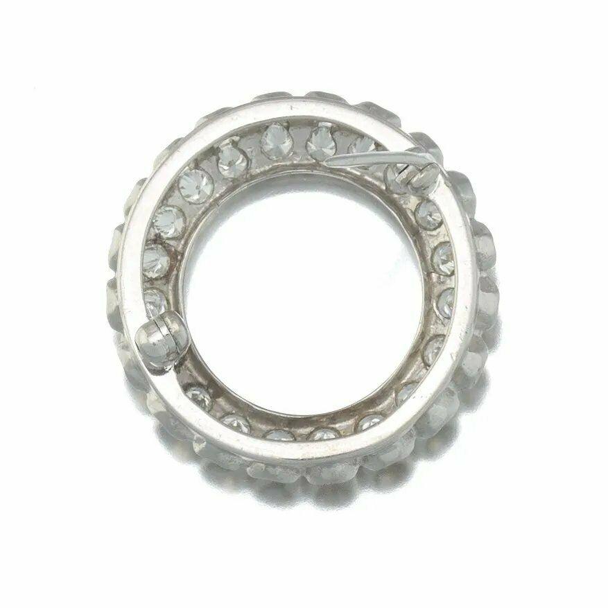 Round Cut Vintage Midcentury 1950s 1.00 Carat G VS Diamond Circle Pin Brooch Pendant For Sale