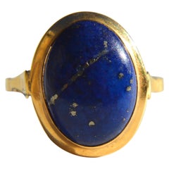 Antique Art Deco 1920s 6 Carat Lapis Lazuli 18 Karat Gold Solitaire Ring