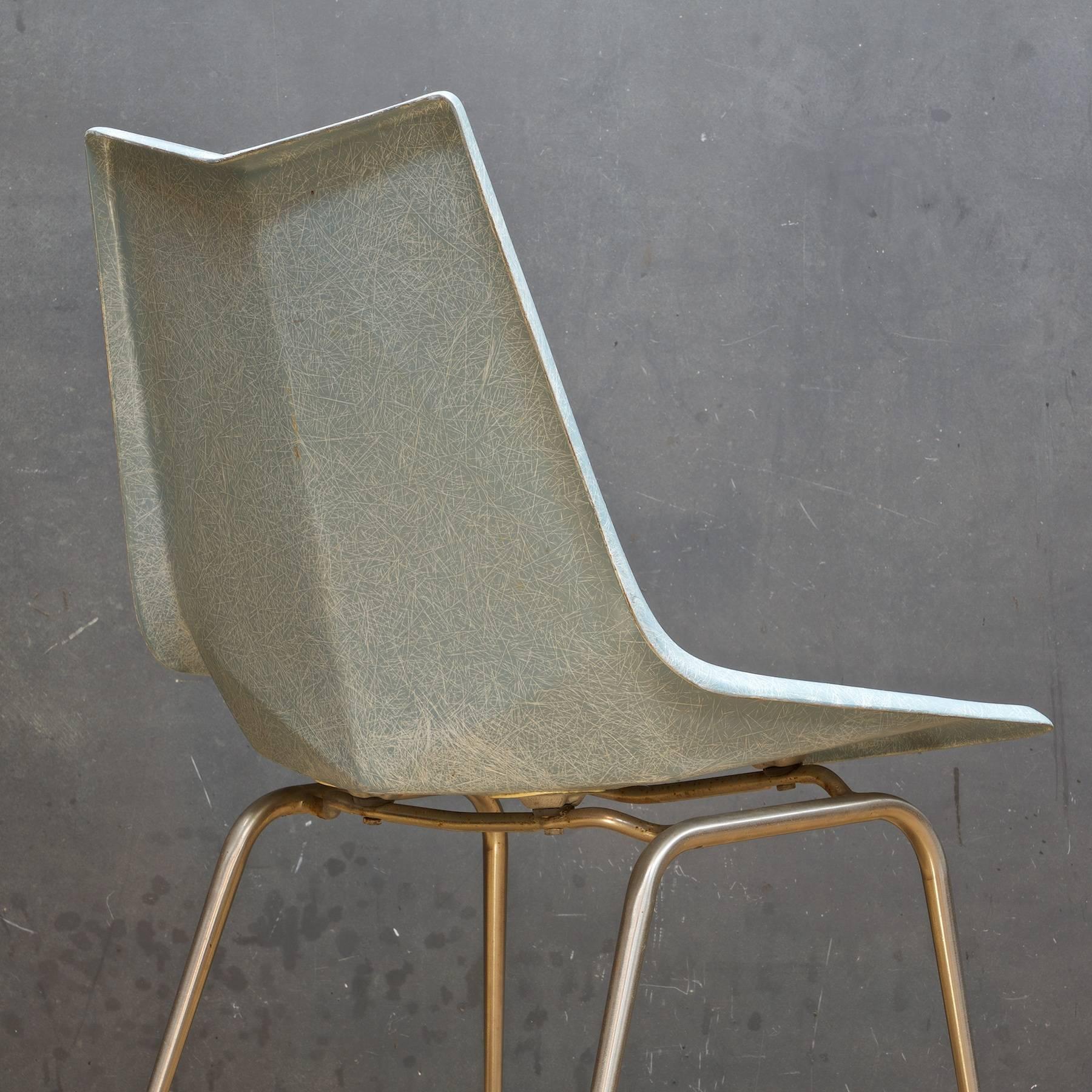 Mid-Century Modern Vintage Midcentury 1960s Paul McCobb Blue Fiberglass Origami Space Age Chair