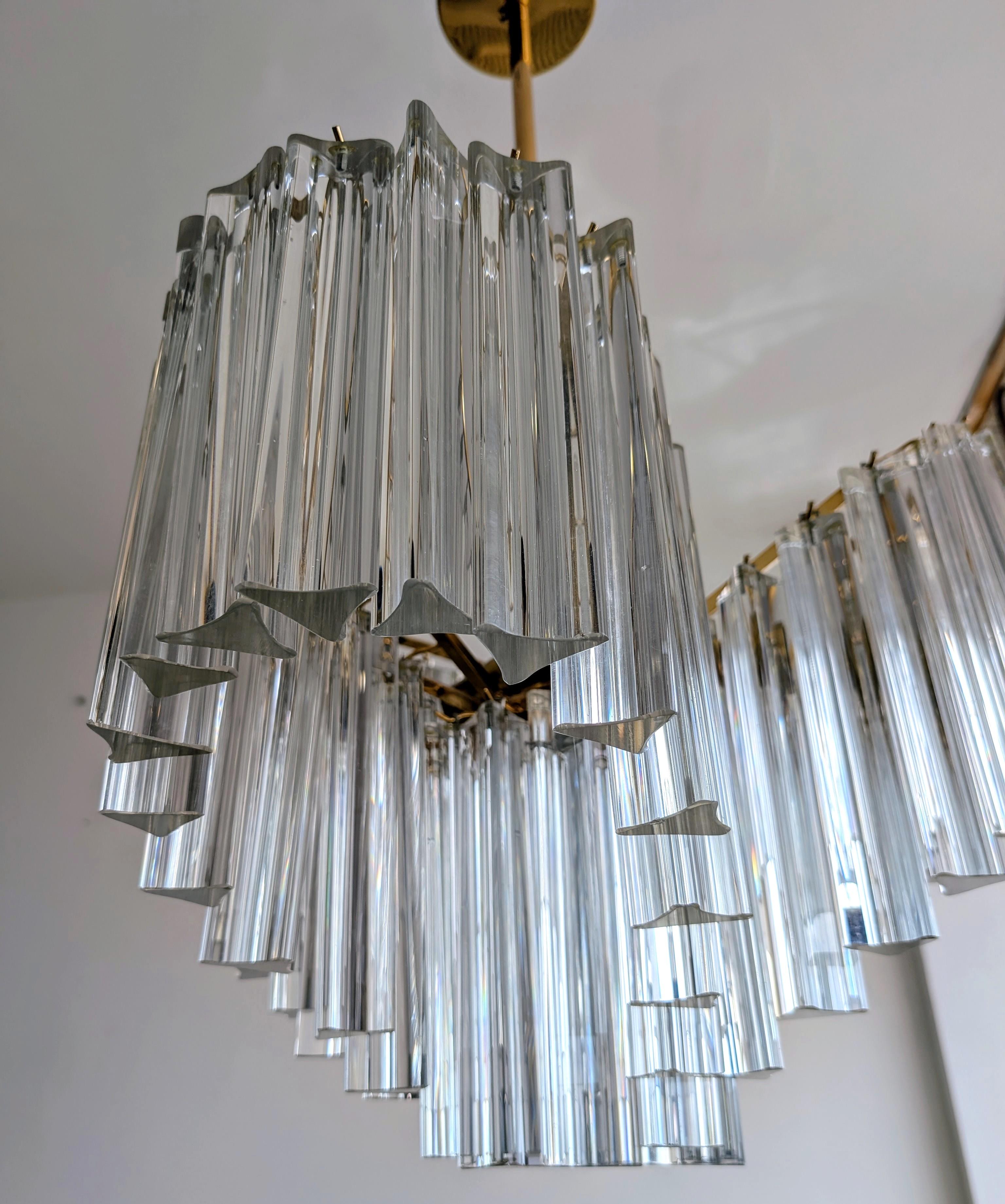 Vintage midcentury 1970s Venini style three-lobed glass rod chandelier For Sale 5