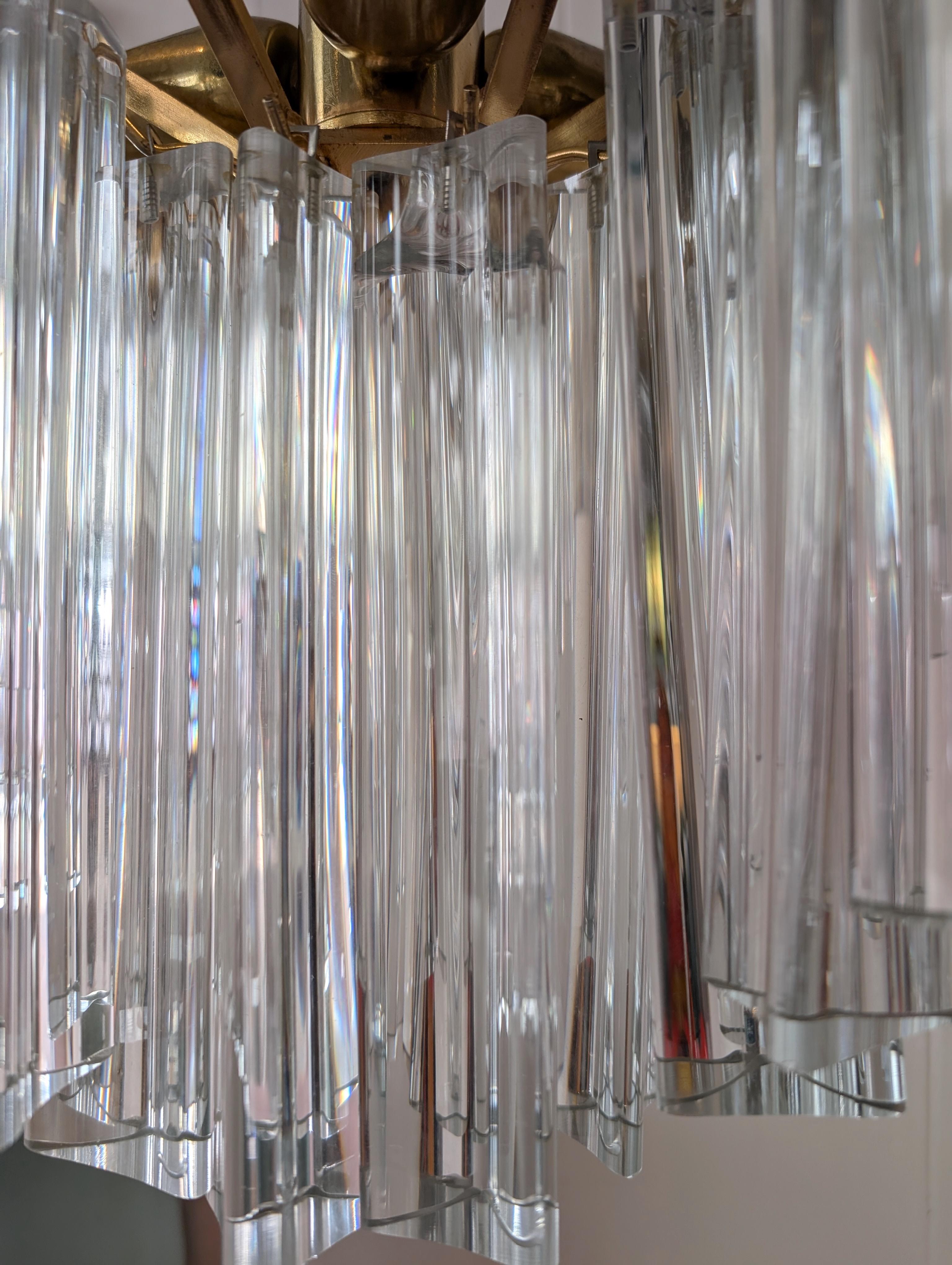 Vintage midcentury 1970s Venini style three-lobed glass rod chandelier For Sale 6