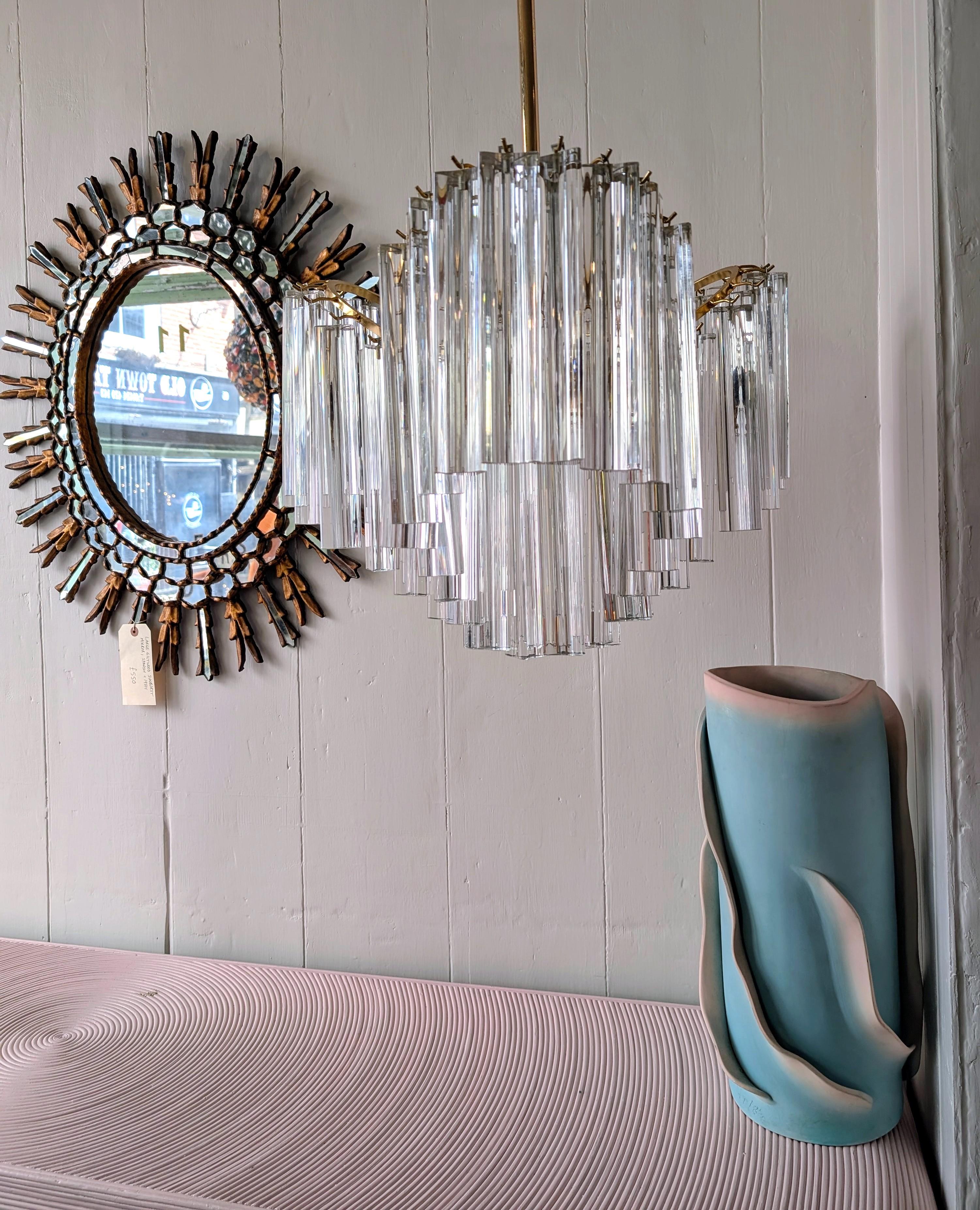 Mid-Century Modern Vintage midcentury 1970s Venini style three-lobed glass rod chandelier For Sale