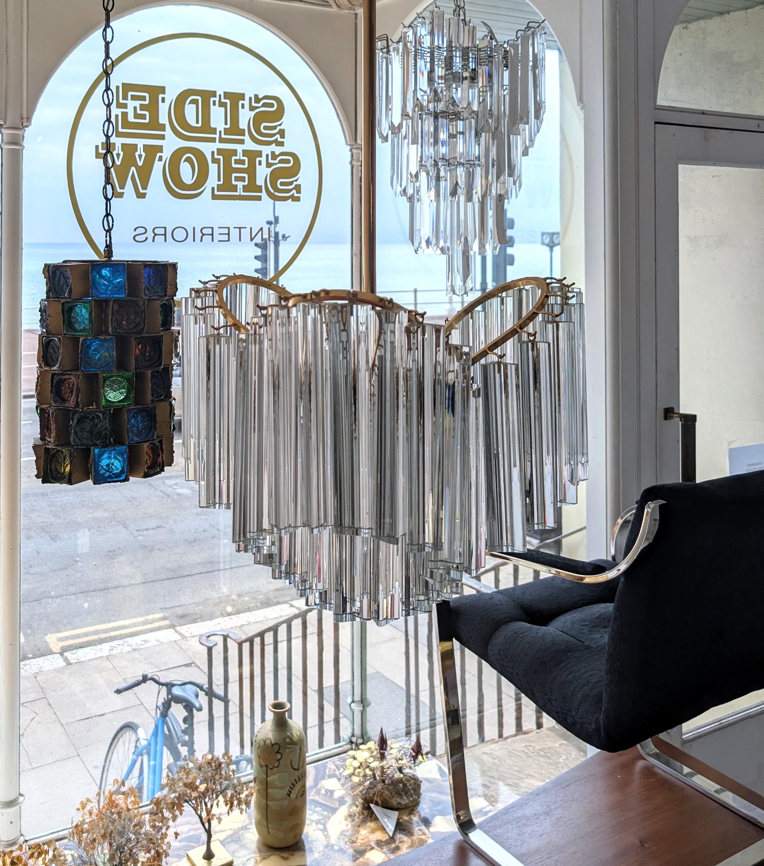 Vintage midcentury 1970s Venini style three-lobed glass rod chandelier For Sale 2