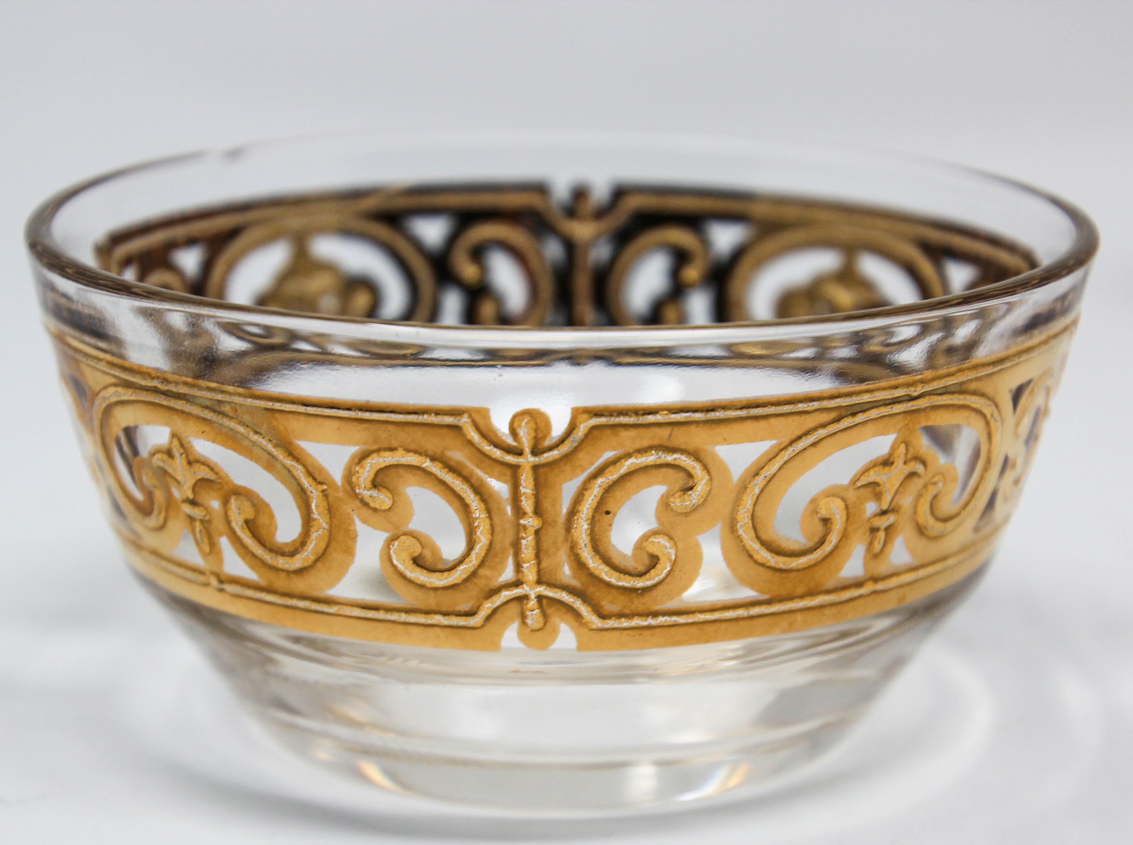 Vintage Midcentury 22-Karat Gold Leaf Appetizer Bowls by Culver, 1960s 5