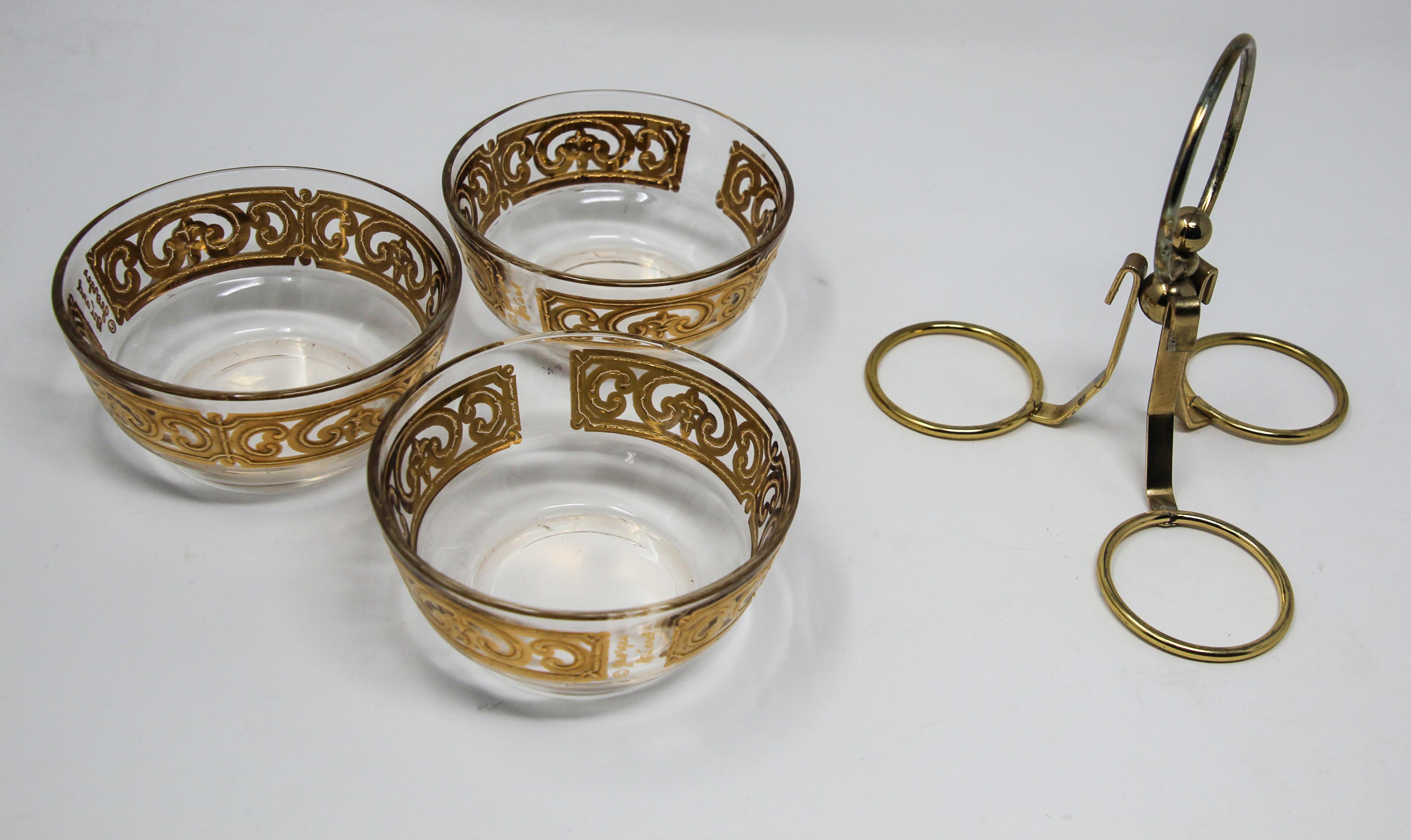 Vintage Midcentury 22-Karat Gold Leaf Appetizer Bowls by Culver, 1960s In Good Condition In North Hollywood, CA