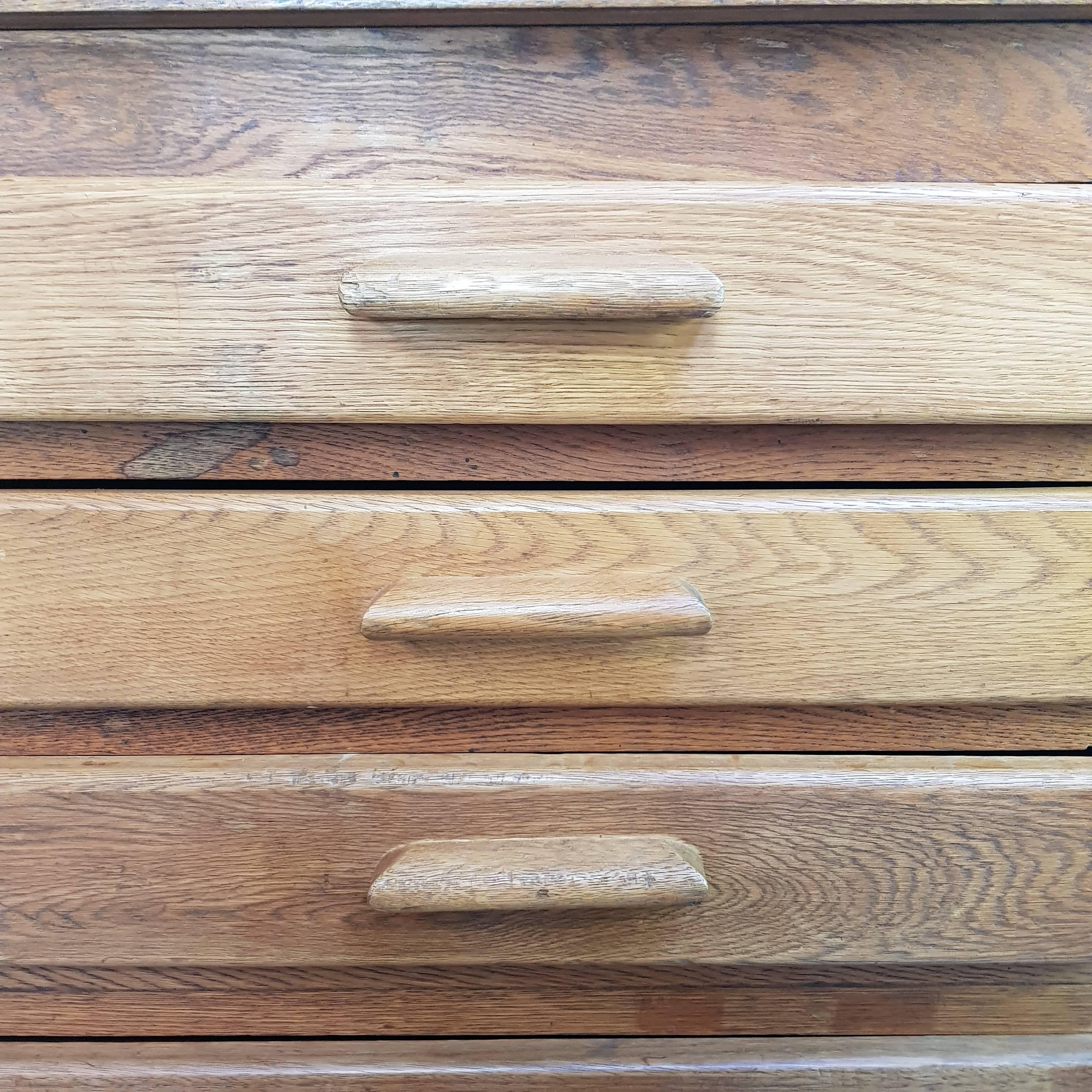 20th Century Vintage Midcentury Six Drawer Plan Chest with Panelled Sides For Sale