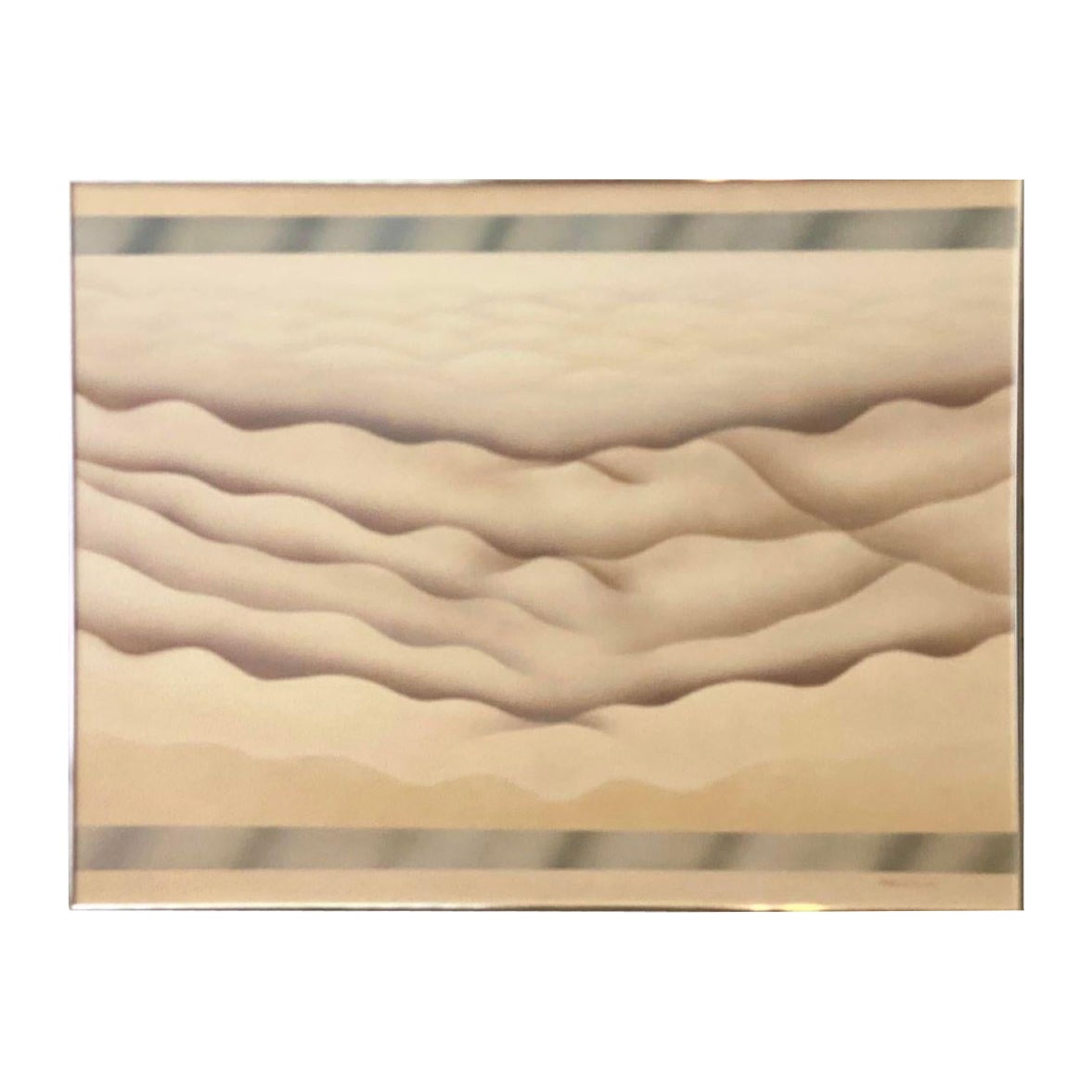 Óleo vintage firmado Paisaje abstracto de mediados de siglo