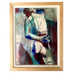 Used Midcentury Abstract Nude Original Oil Signed Faldo