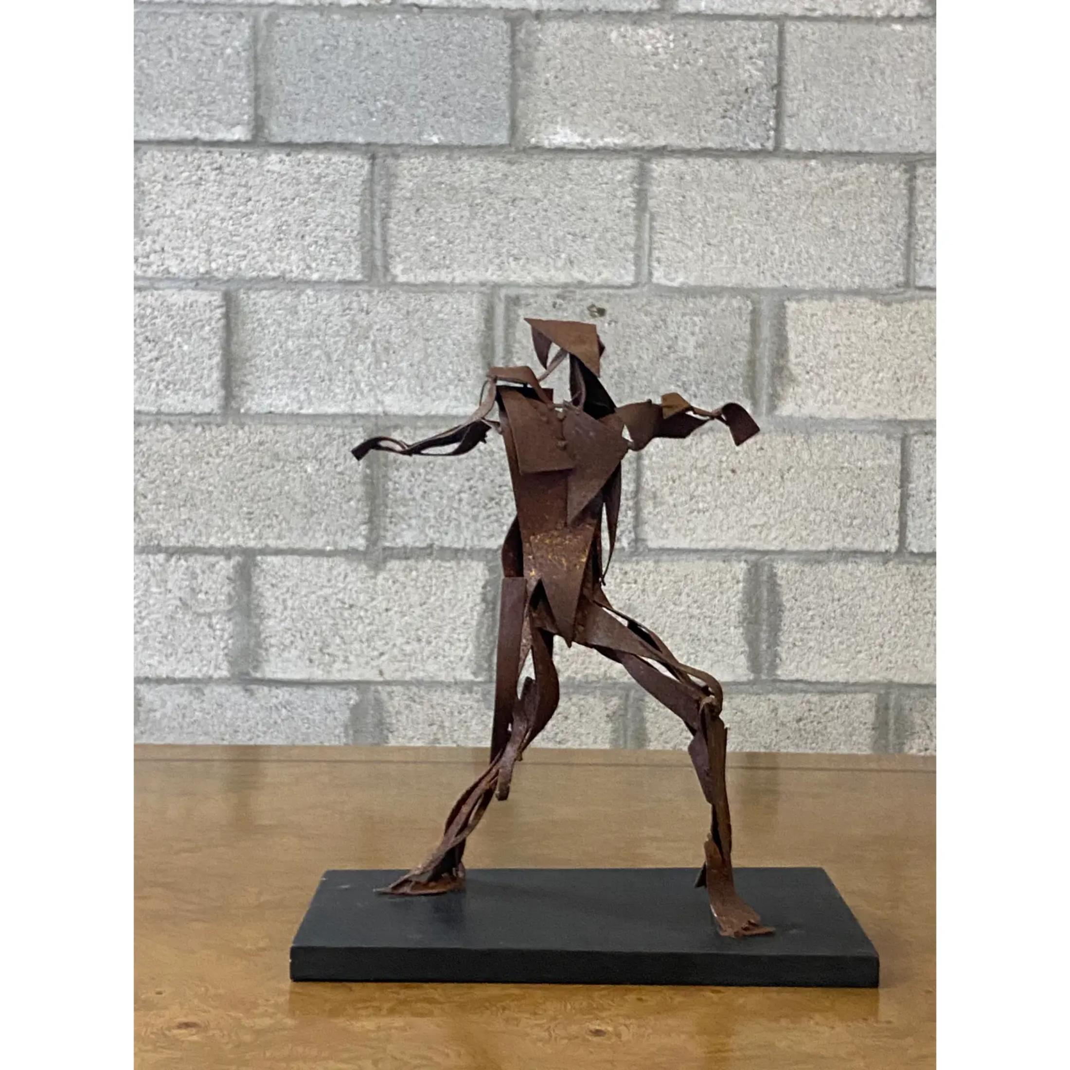 Vintage Midcentury Abstract Rusted Metal Sculpture of Man For Sale 1