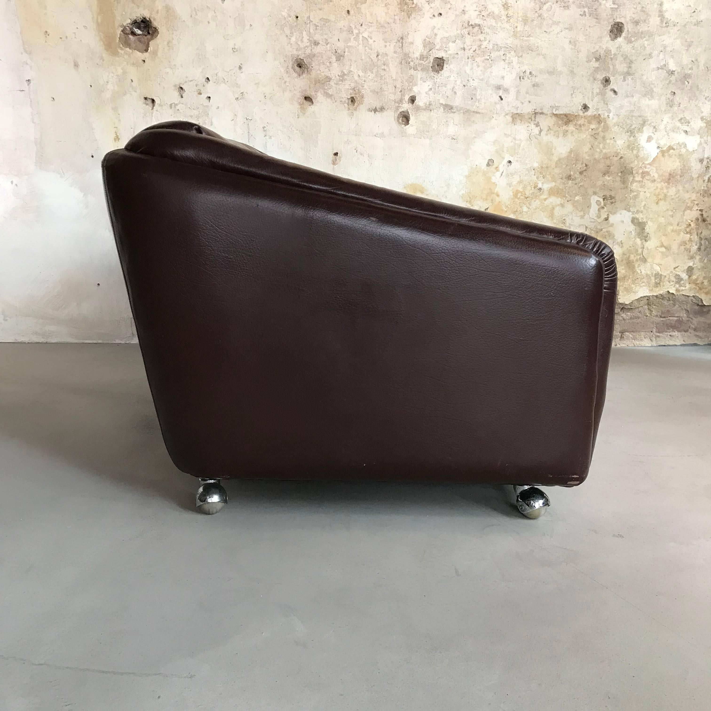 Dutch Vintage Midcentury Artifort Leather Sofa Model 600 by Geoffrey Harcourt, 1970s