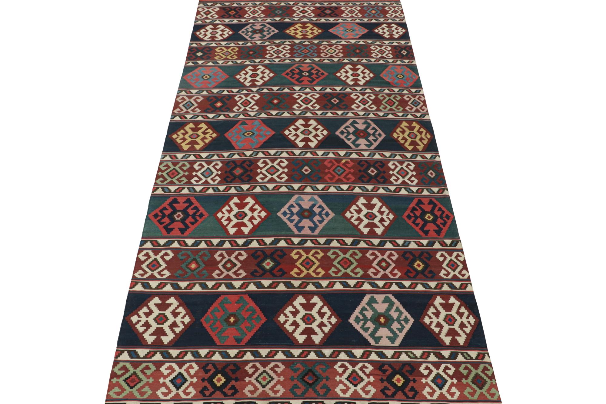 Hand-Woven Vintage Azerbaijan Persian Kilim with Geometric Patterns For Sale