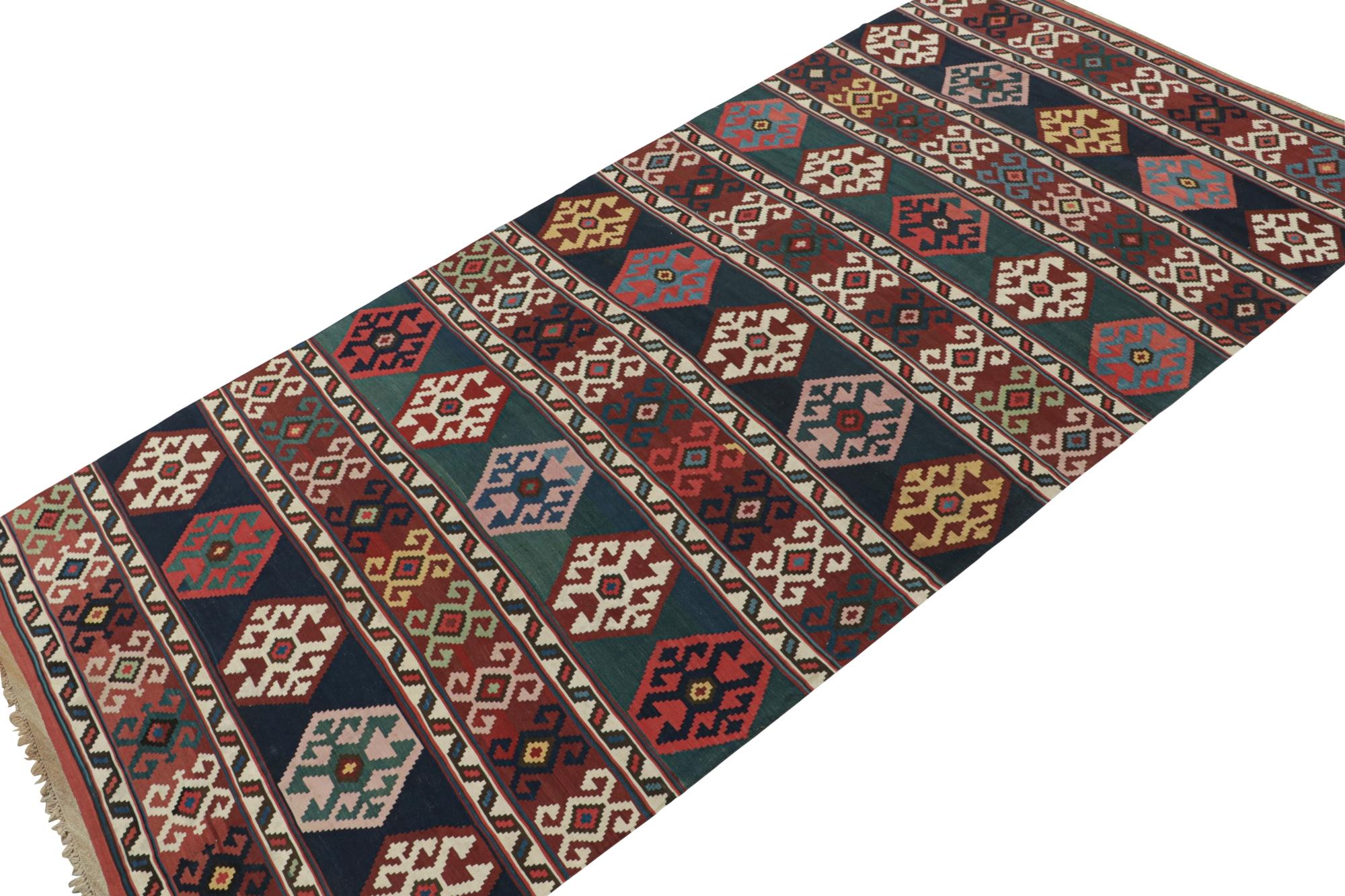 Turkish Vintage Azerbaijan Persian Kilim with Geometric Patterns For Sale