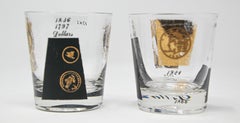Vintage Midcentury Barware Glasses 1960s Gold Presidential Coins
