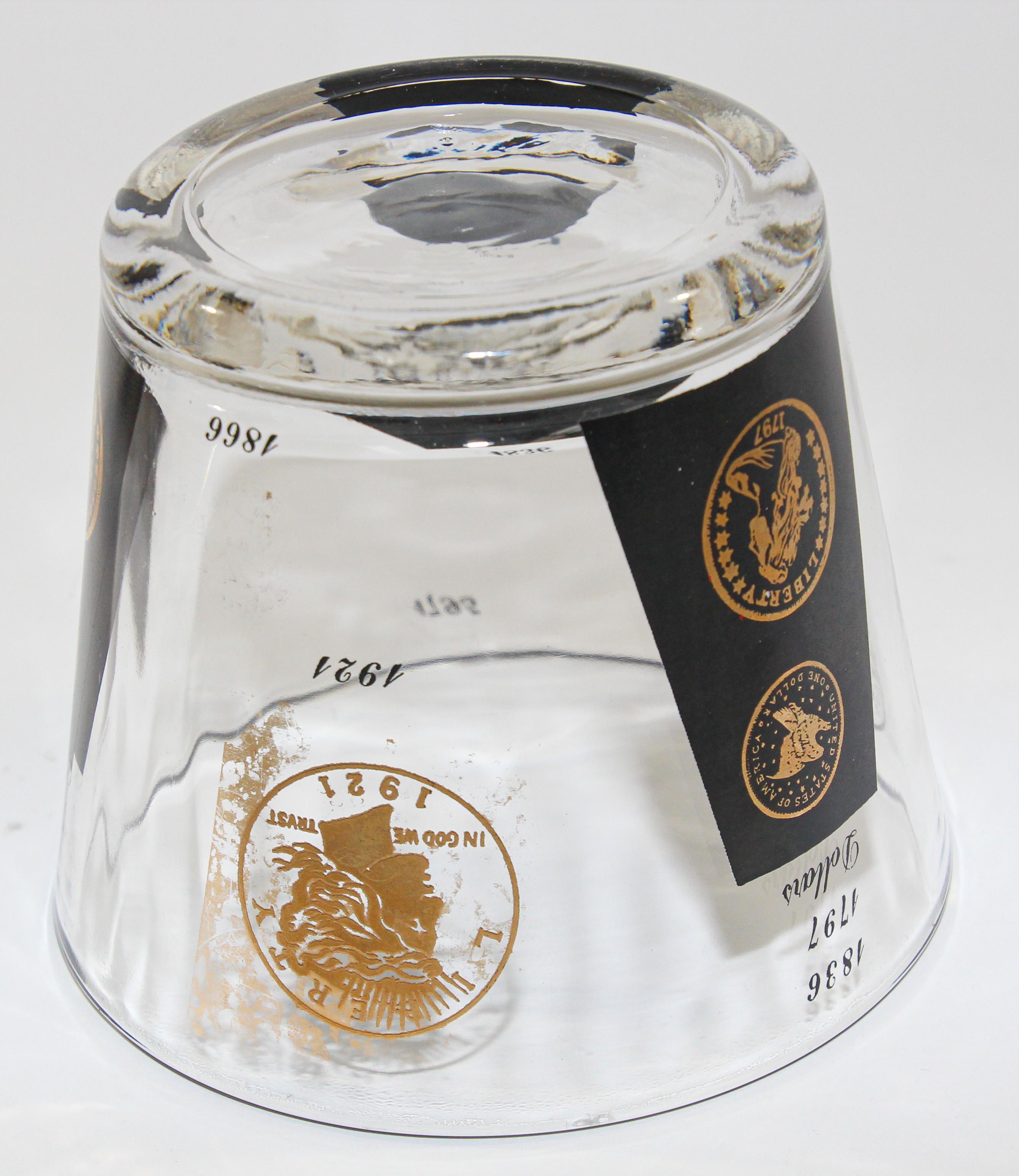 Seau à glace Vintage Midcentury Barware 1960s Gold Presidential Coins en vente 1