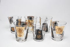 Vintage Midcentury Barware Rocks Glasses 1960s Gold Presidential Coins