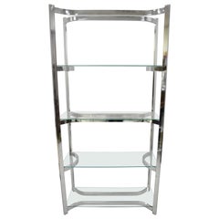 Vintage Midcentury Baughman Sculptural Chrome and Glass Étagère Bookcase Shelf