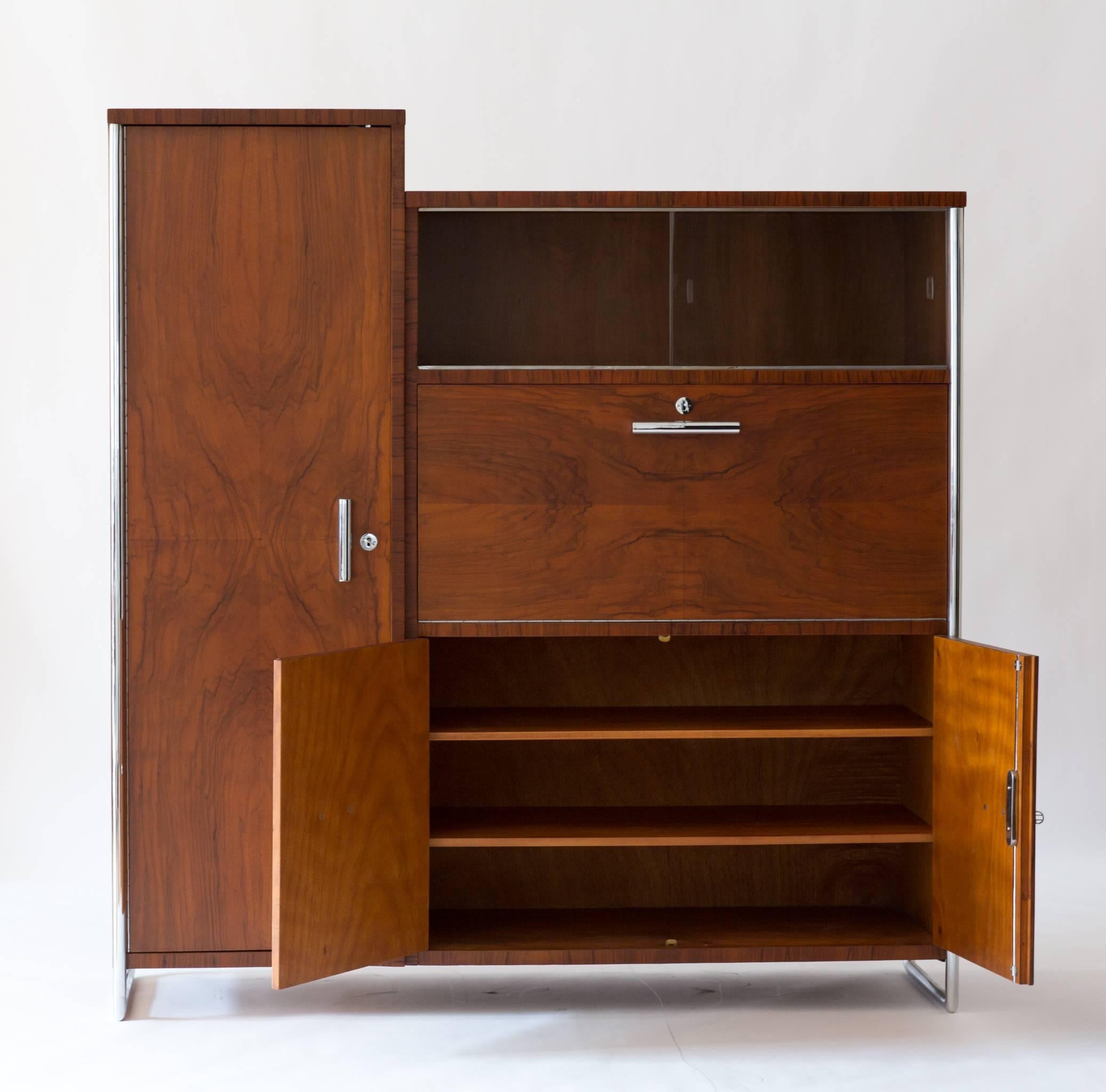 Czech Vintage Midcentury Bauhaus Wardrobe Cabinet by Mücke & Melder Attribute Hagemann