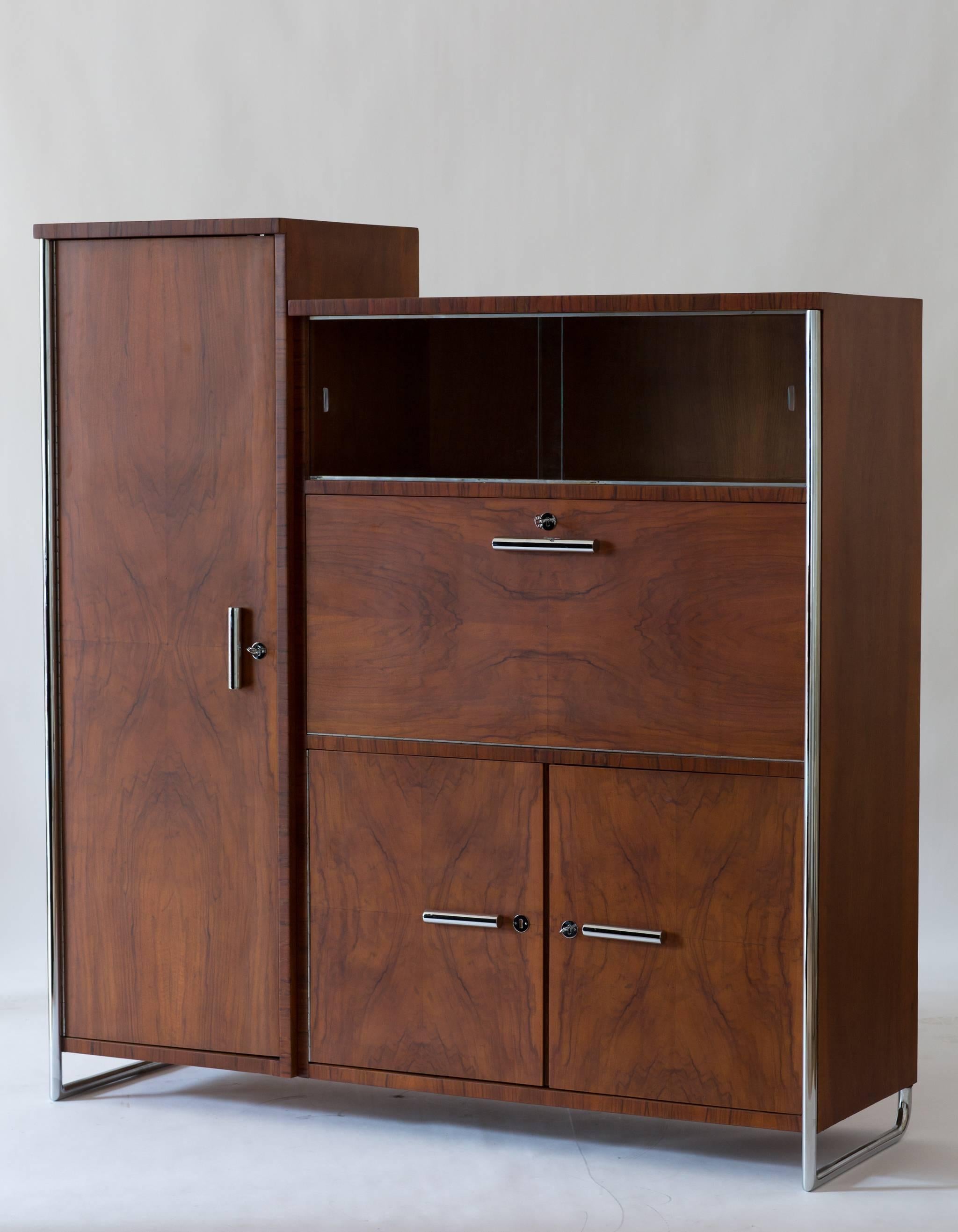 Plated Vintage Midcentury Bauhaus Wardrobe Cabinet by Mücke & Melder Attribute Hagemann