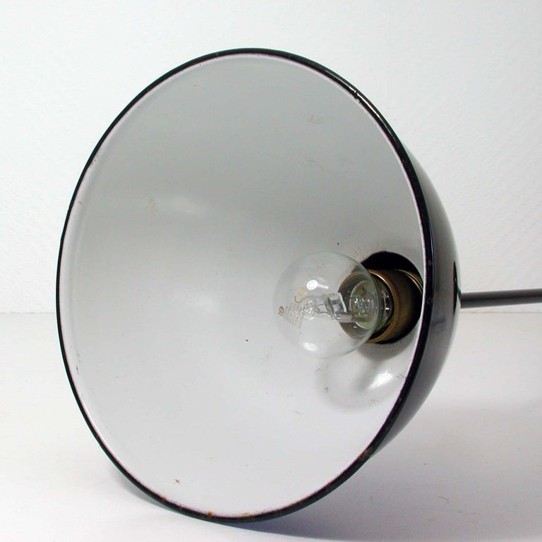 Vintage Midcentury Black German Industrial Enamel Ceiling Light Pendant, 1950s For Sale 2