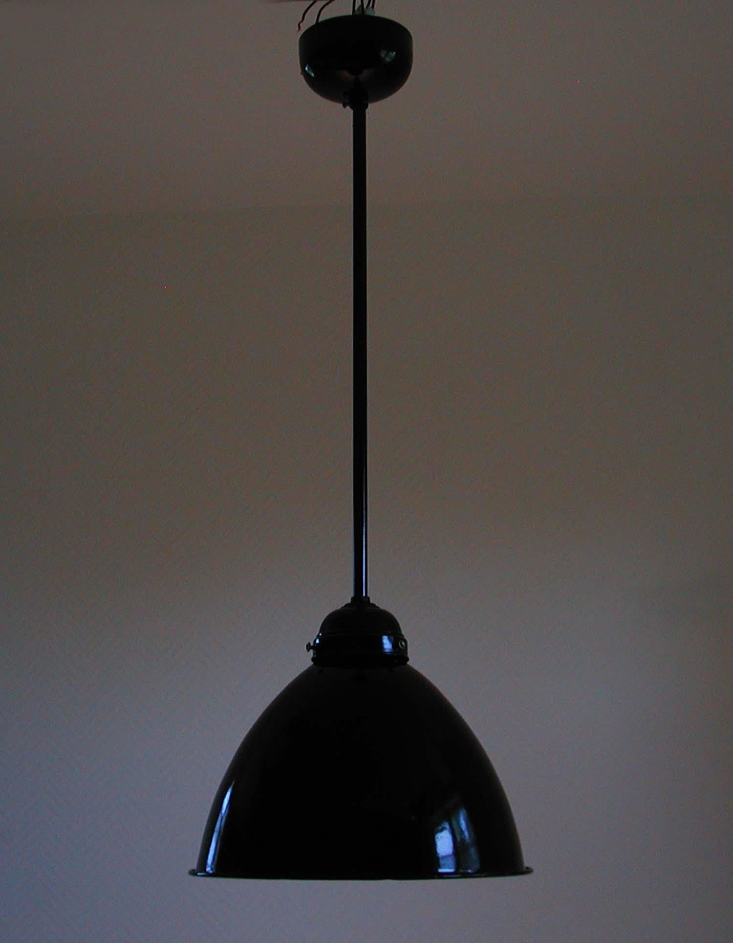 Vintage Midcentury Black German Industrial Enamel Ceiling Light Pendant, 1950s For Sale 4