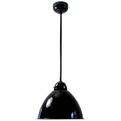 Vintage Midcentury Black German Industrial Enamel Ceiling Light Pendant, 1950s