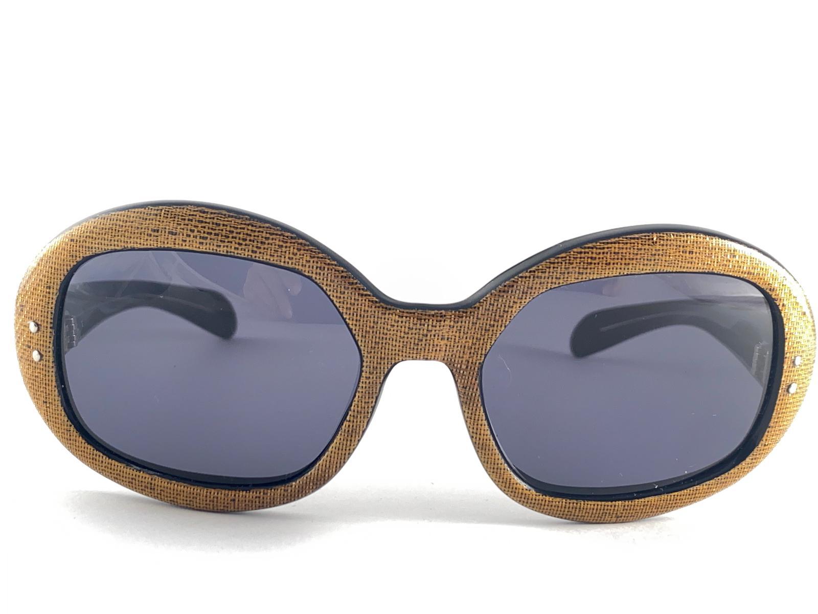 Gray Vintage Midcentury Black & Gold Sunglasses 1960's Made in France For Sale