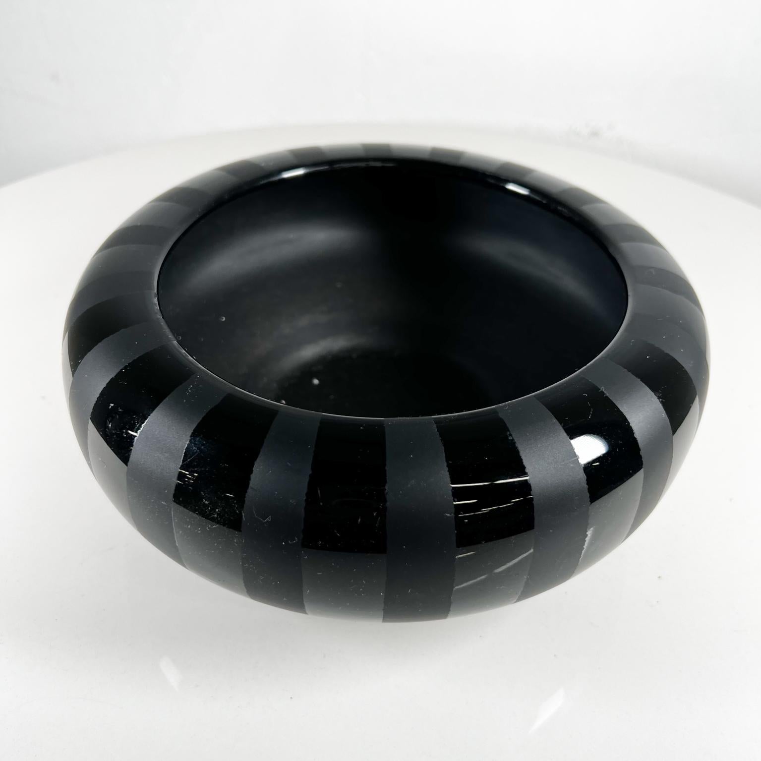 Mid-Century Modern Vintage Midcentury Black Stripe Pottery Bowl Style of Santa Clara del Cobre