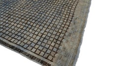 Vintage Midcentury Blue Green Brown  Wool Rug 5'3''x10'7''