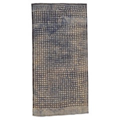 Antique Midcentury Blue Green Brown  Wool Rug 5'3''x10'7''