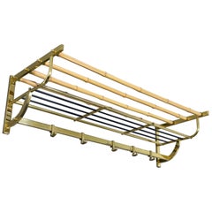Vintage Midcentury Brass and Bamboo Coat Rack, 1950s, Italy