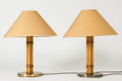 Vintage Midcentury Brass and Bamboo Table lamps from Bergboms, Sweden, 1960s