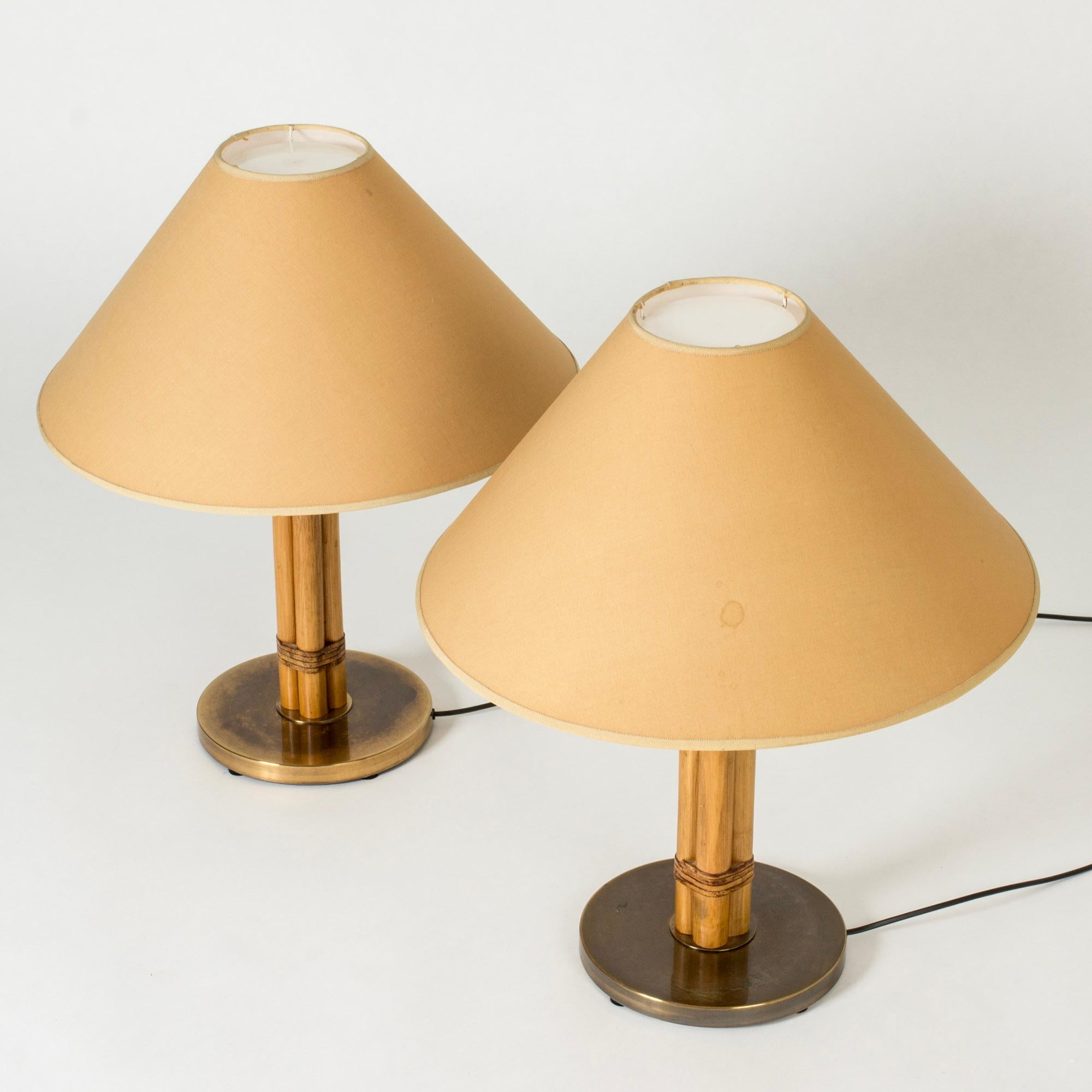 Swedish Vintage Midcentury Brass and Bamboo Table lamps from Bergboms, Sweden, 1960s
