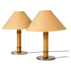 Vintage Midcentury Brass and Bamboo Table lamps from Bergboms, Sweden, 1960s