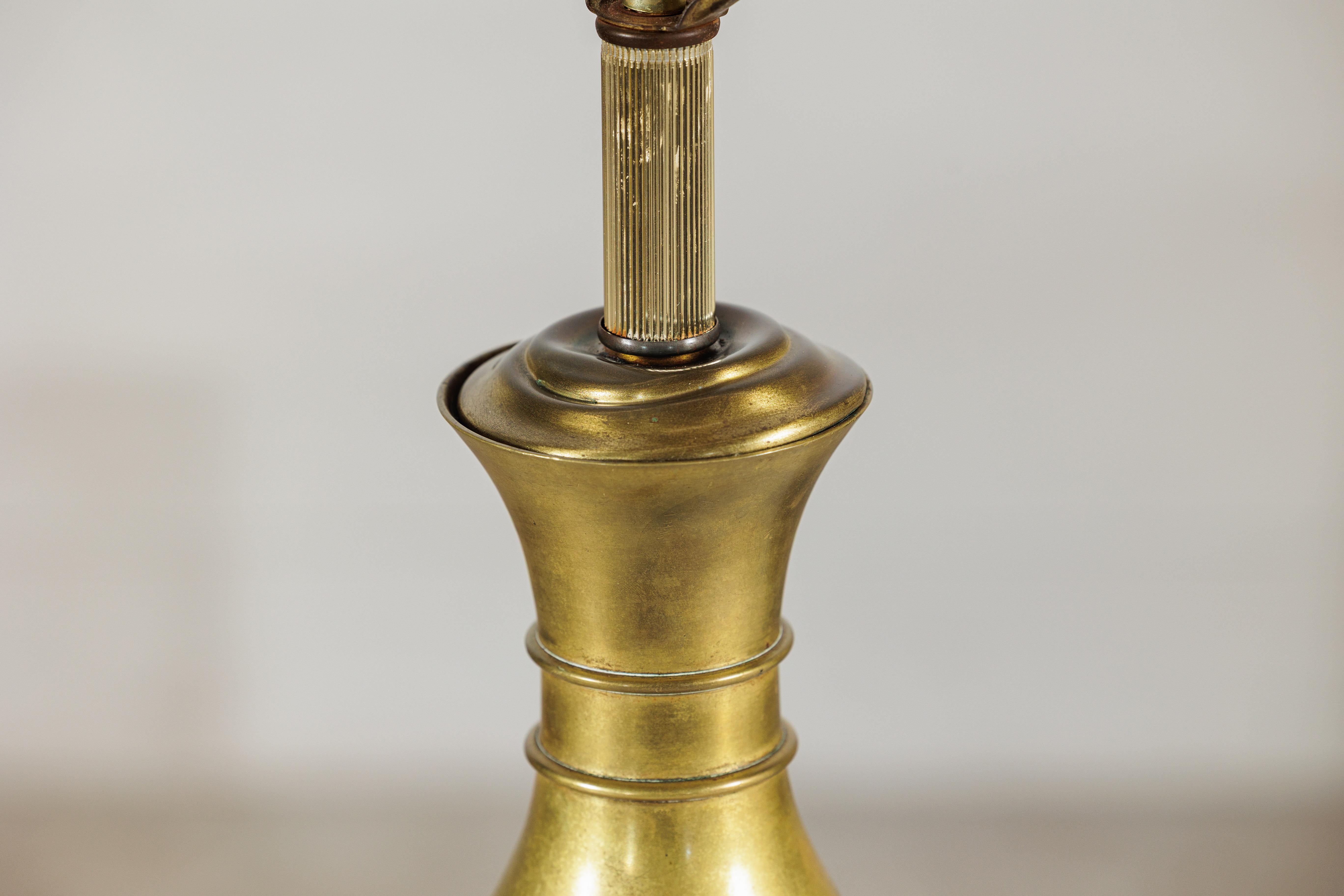 Vintage Midcentury Brass Table Lamp with Baluster Form on Marble Base For Sale 6