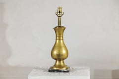 Vintage Midcentury Brass Table Lamp with Baluster Form on Marble Base