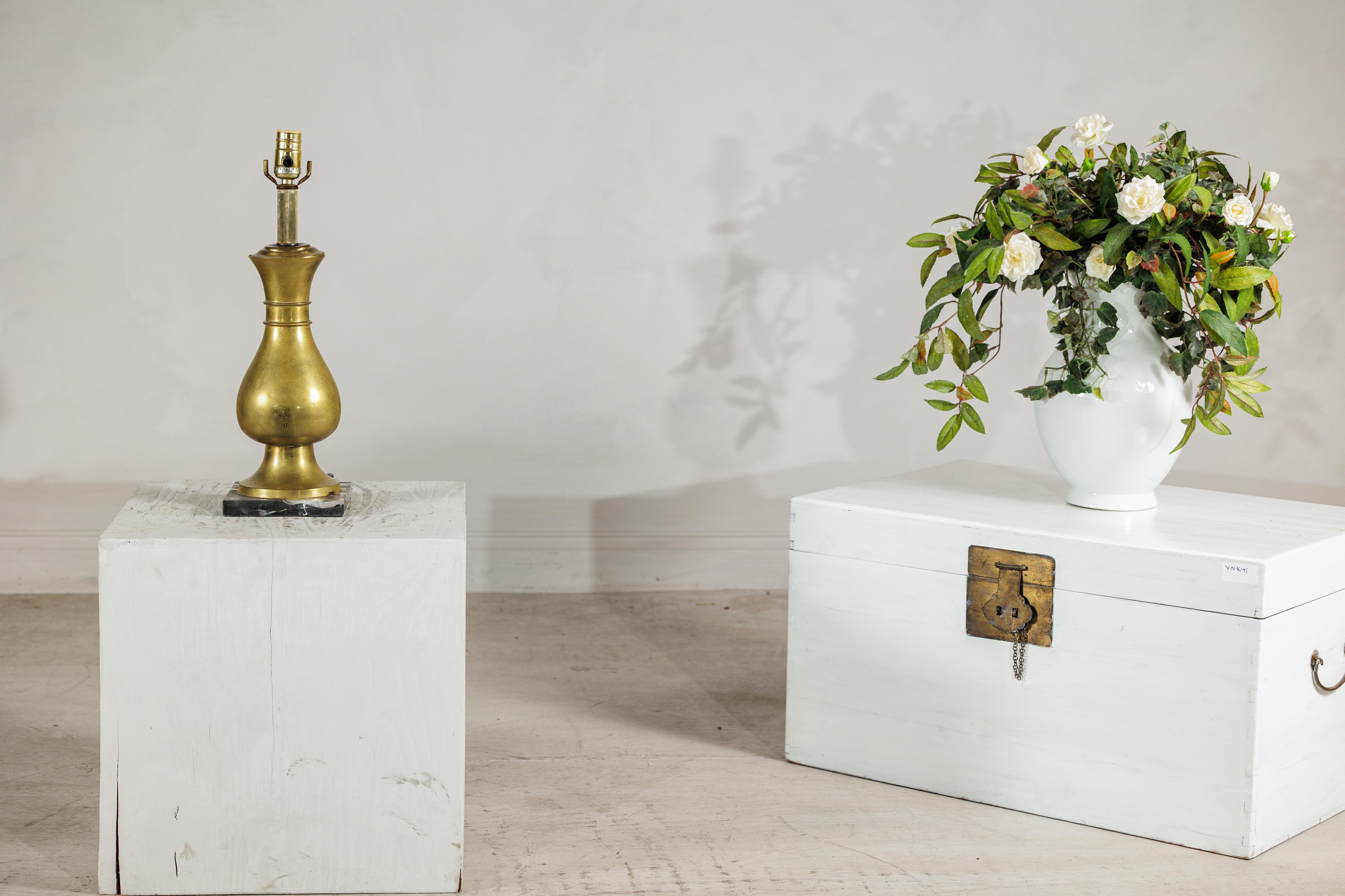 Mid-Century Modern Vintage Midcentury Brass Table Lamp with Baluster Form on Marble Base For Sale