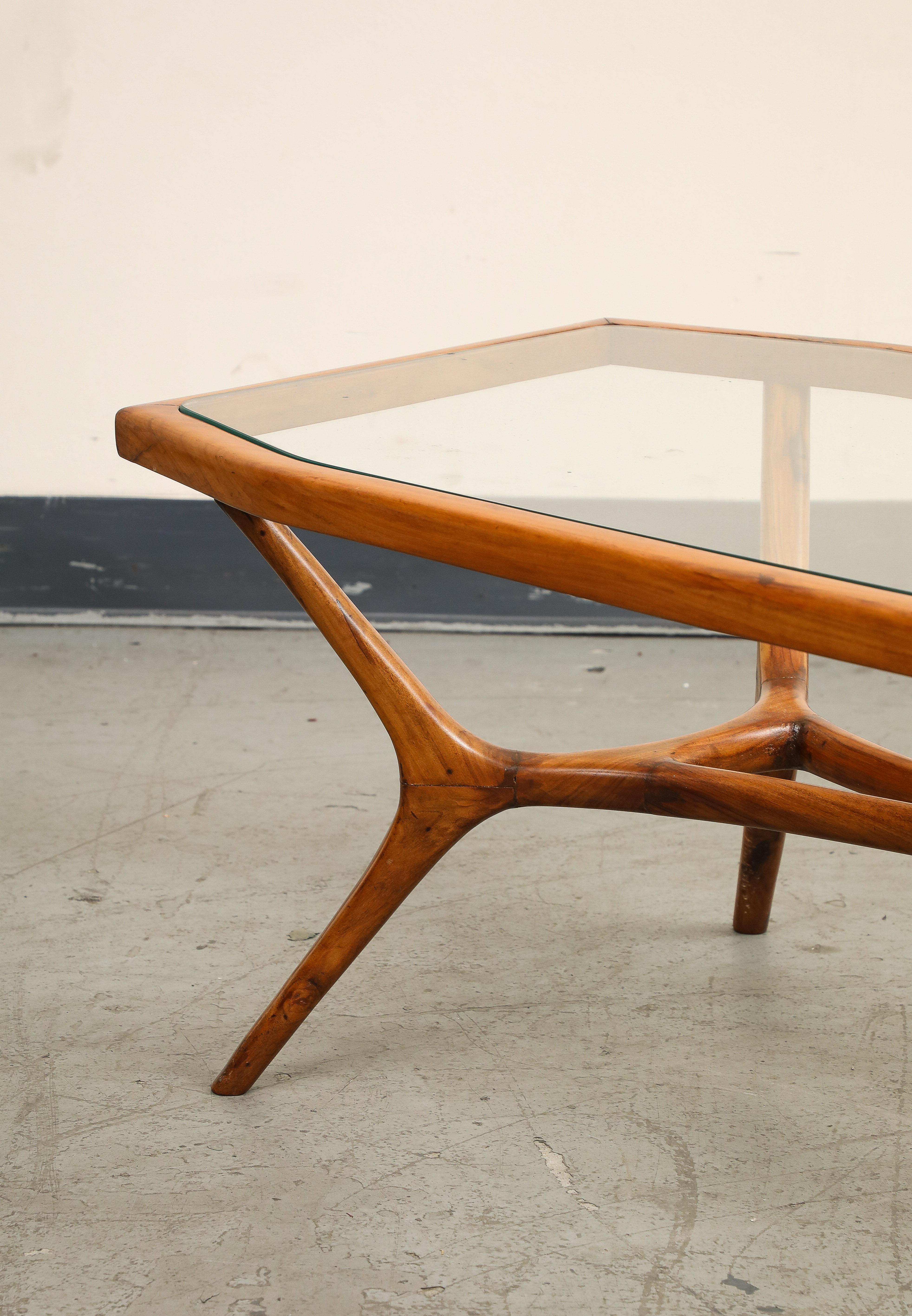 Brasilianischer Couchtisch aus der Mitte des Jahrhunderts aus Holz und Glas im Angebot 10