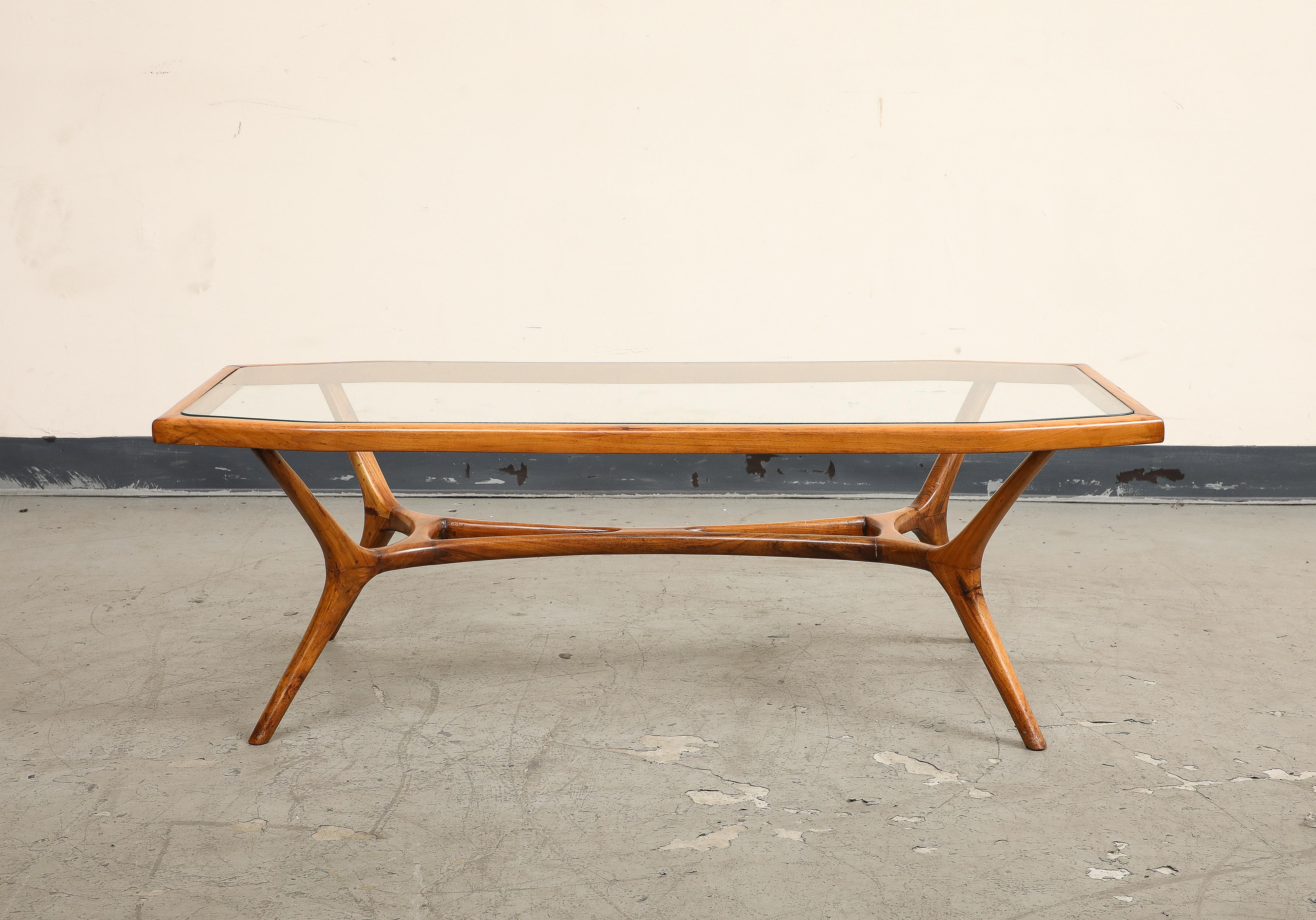 Brasilianischer Couchtisch aus der Mitte des Jahrhunderts aus Holz und Glas im Angebot 12
