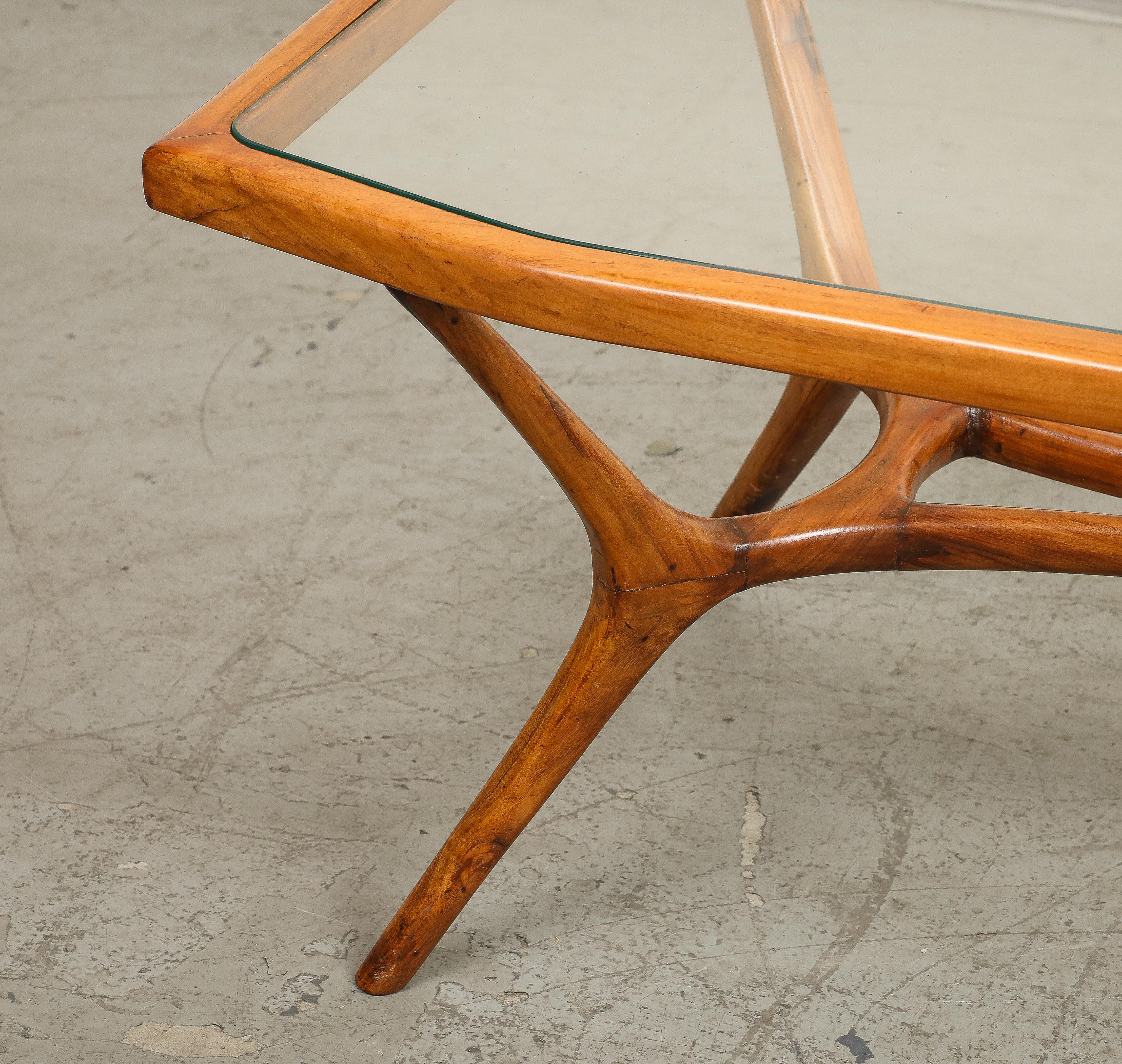 Brasilianischer Couchtisch aus der Mitte des Jahrhunderts aus Holz und Glas im Angebot 13