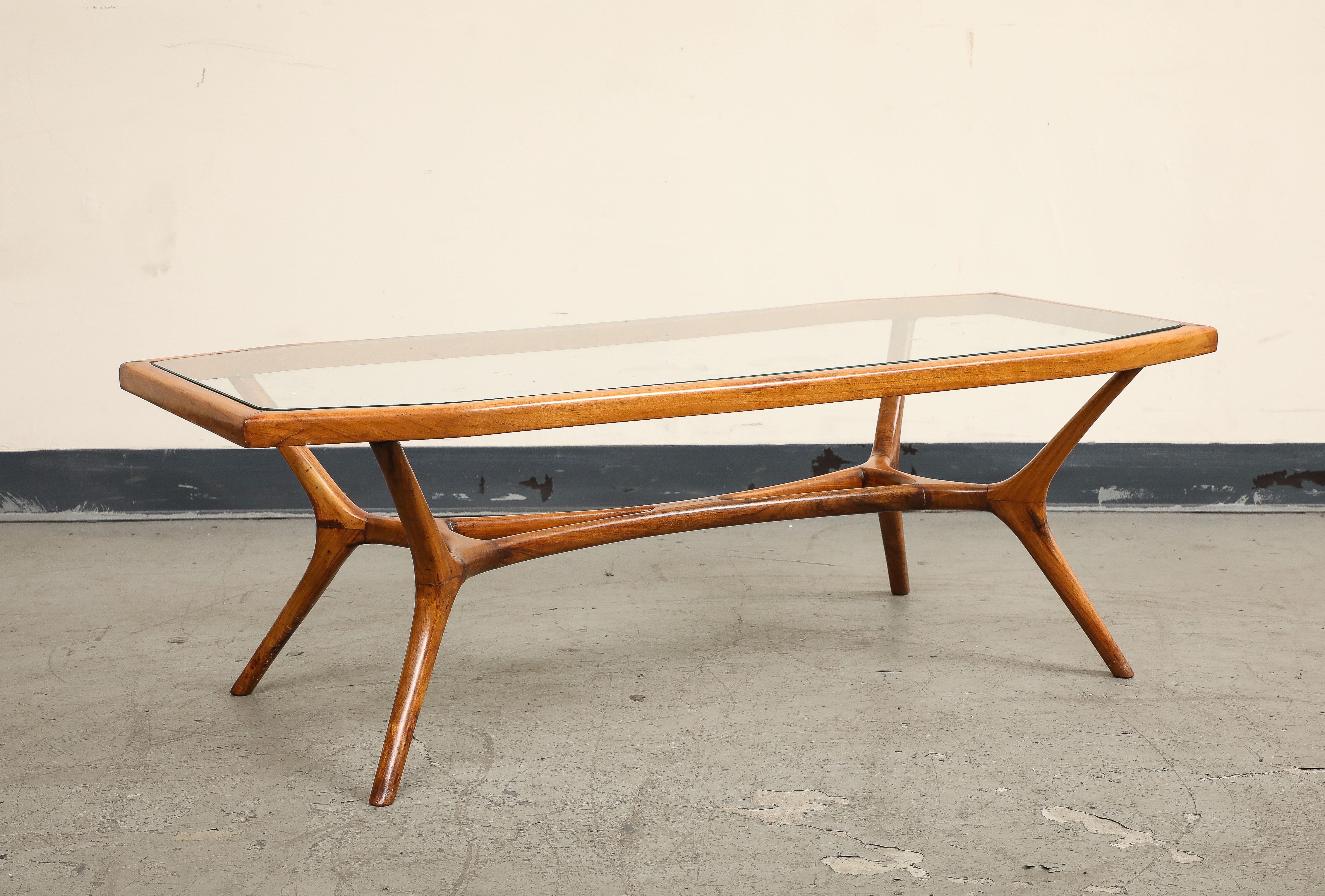 Brasilianischer Couchtisch aus der Mitte des Jahrhunderts aus Holz und Glas im Angebot 14