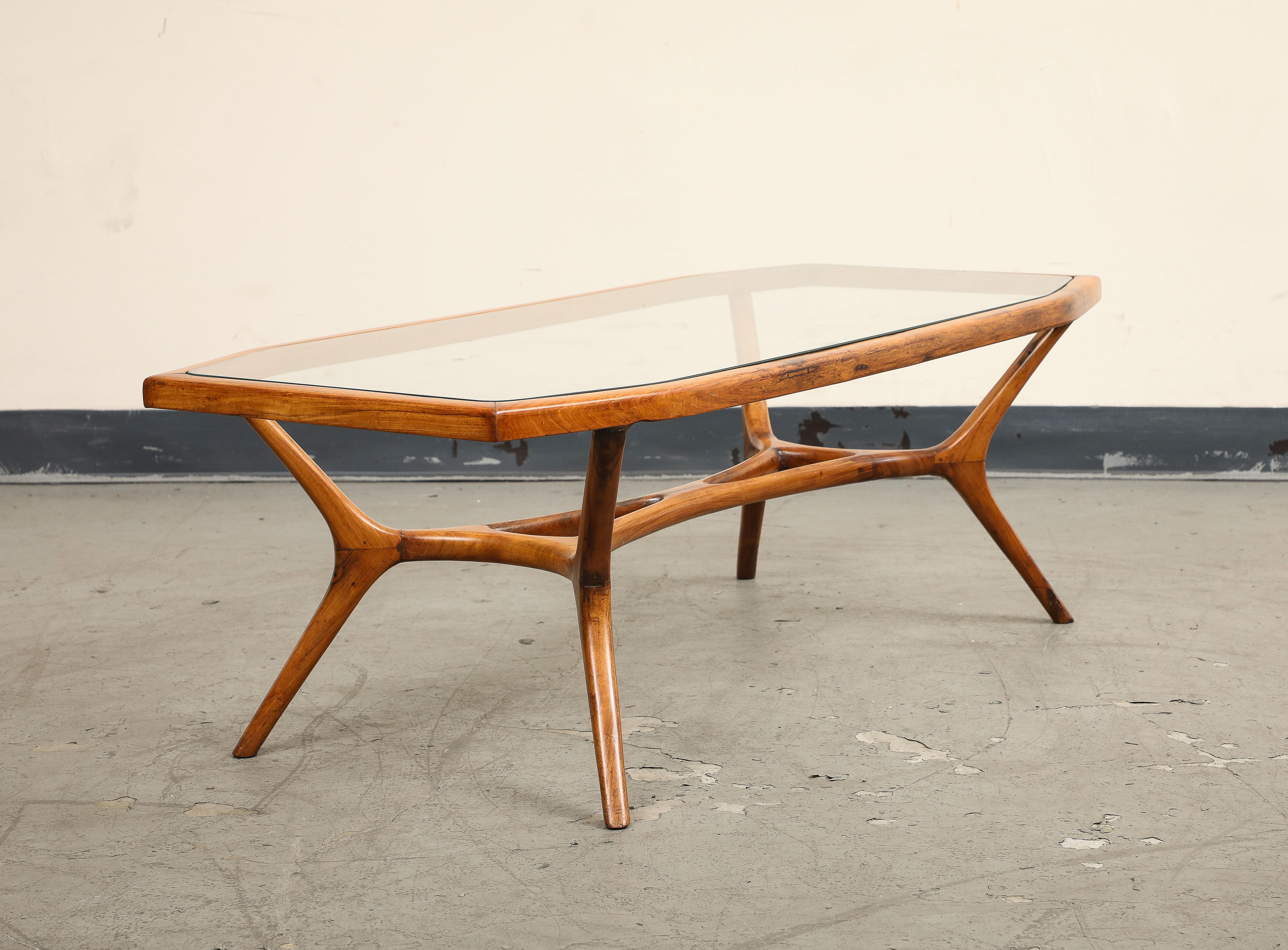 Brasilianischer Couchtisch aus der Mitte des Jahrhunderts aus Holz und Glas im Angebot 5